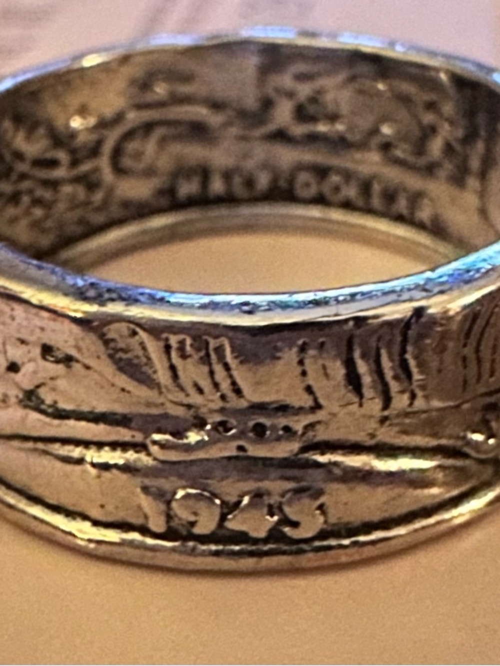Textured Silver-Tone Men's Band Ring